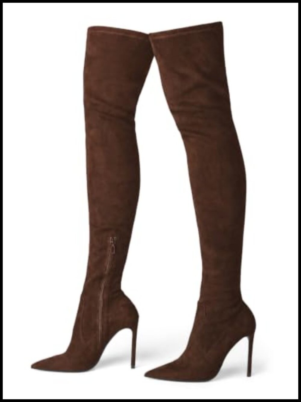 Faux Suede Over the Knee Stiletto Boots Pointed Toe Thigh High